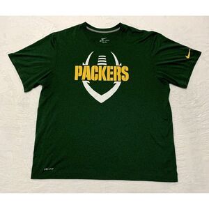Nike Green Bay Packers Shirt Men’s XL Green Dri-Fit Print Short Sleeve